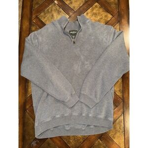 EDDIE BAUER Men's XLT 1/4 Zip Gray Ribbed Knit LS Cotton Heavy Weight Sweater